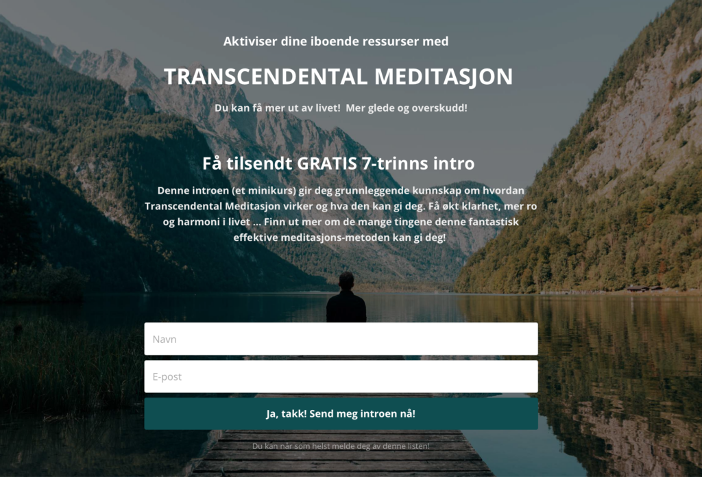 Gratis 7-trinns INTRO til Transcendental Meditasjon